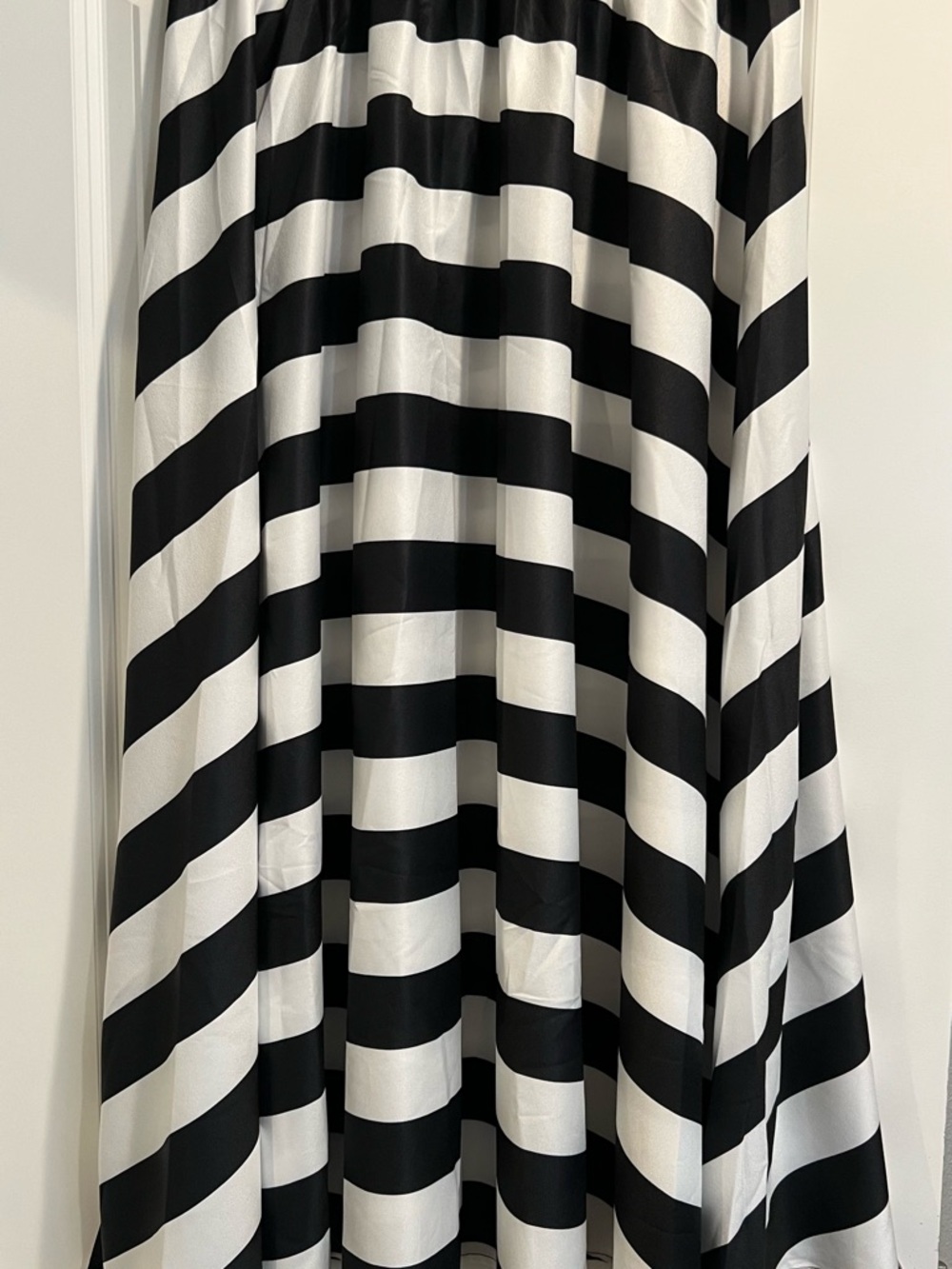 Chiffon Black and White Striped Maxi Skirt - Elegant Women's Skirt - Picture 4 of 7